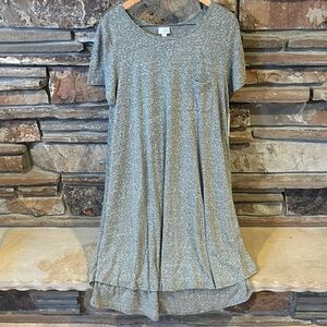 LuLaRoe Carly Olive Green Heathered Short Sleeve Jersey Dress